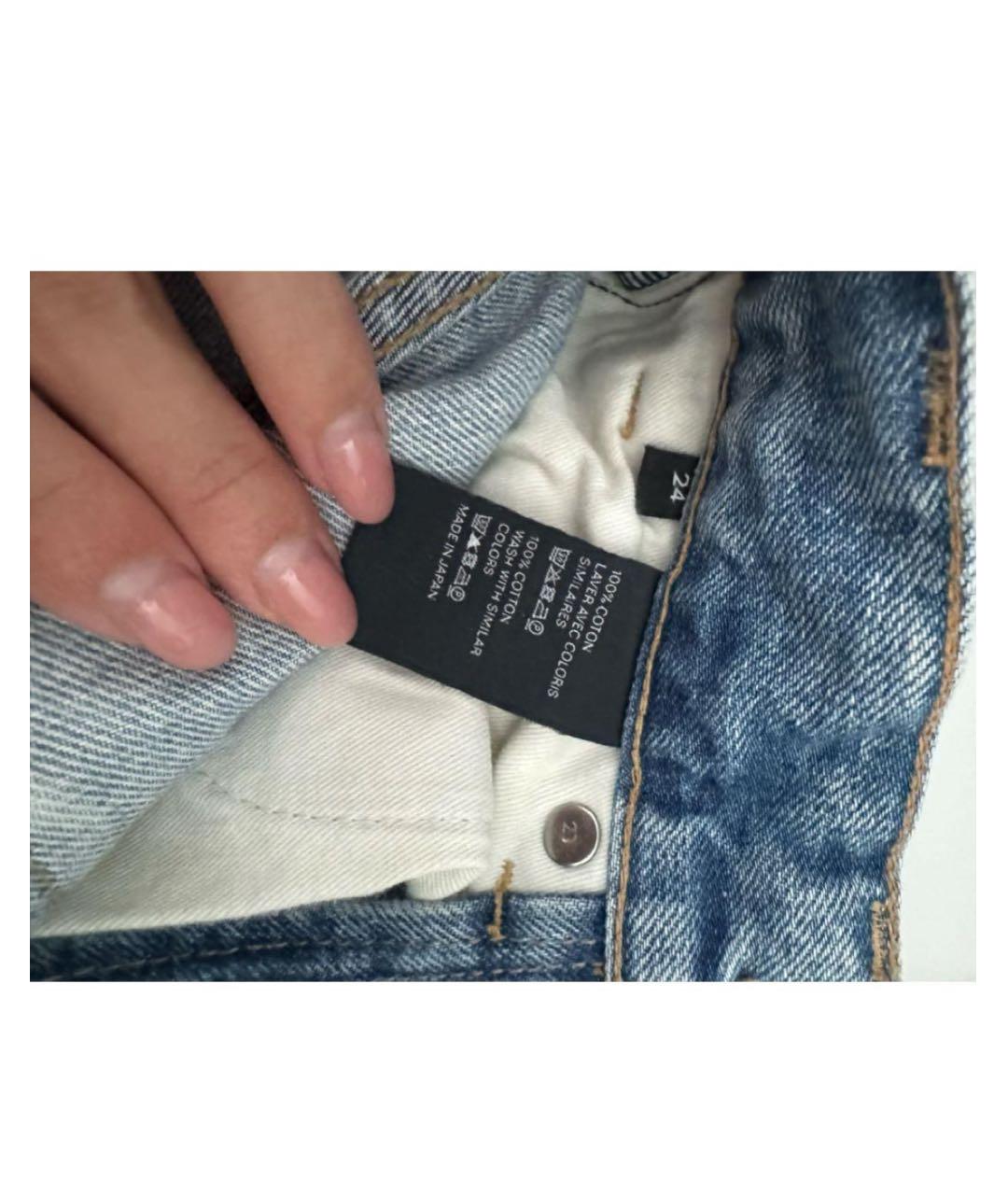 CELINE Голубые хлопковые прямые джинсы, фото 5