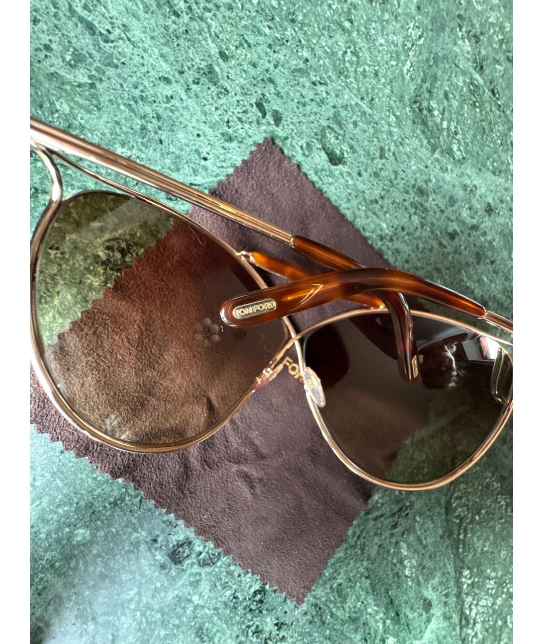 TOM FORD Золотые металлические солнцезащитные очки, фото 5
