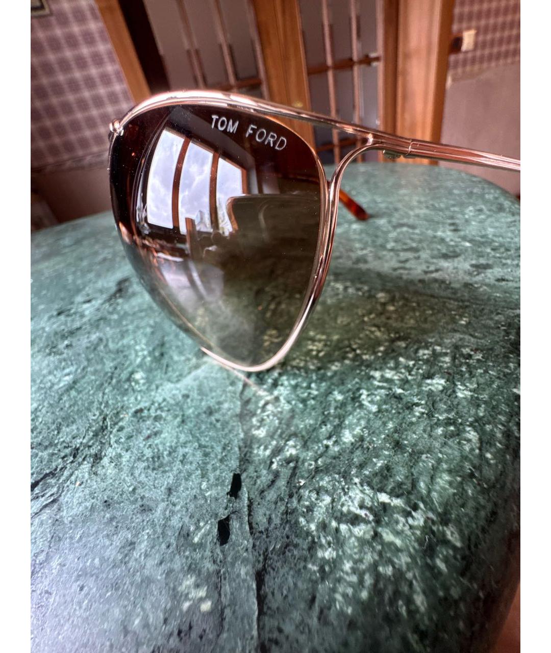 TOM FORD Золотые металлические солнцезащитные очки, фото 3