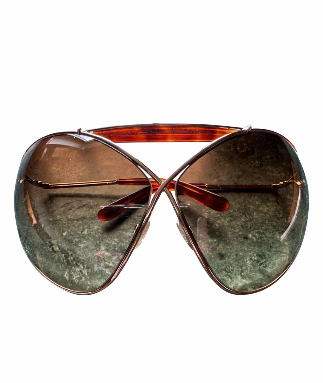 TOM FORD Золотые металлические солнцезащитные очки, фото 1