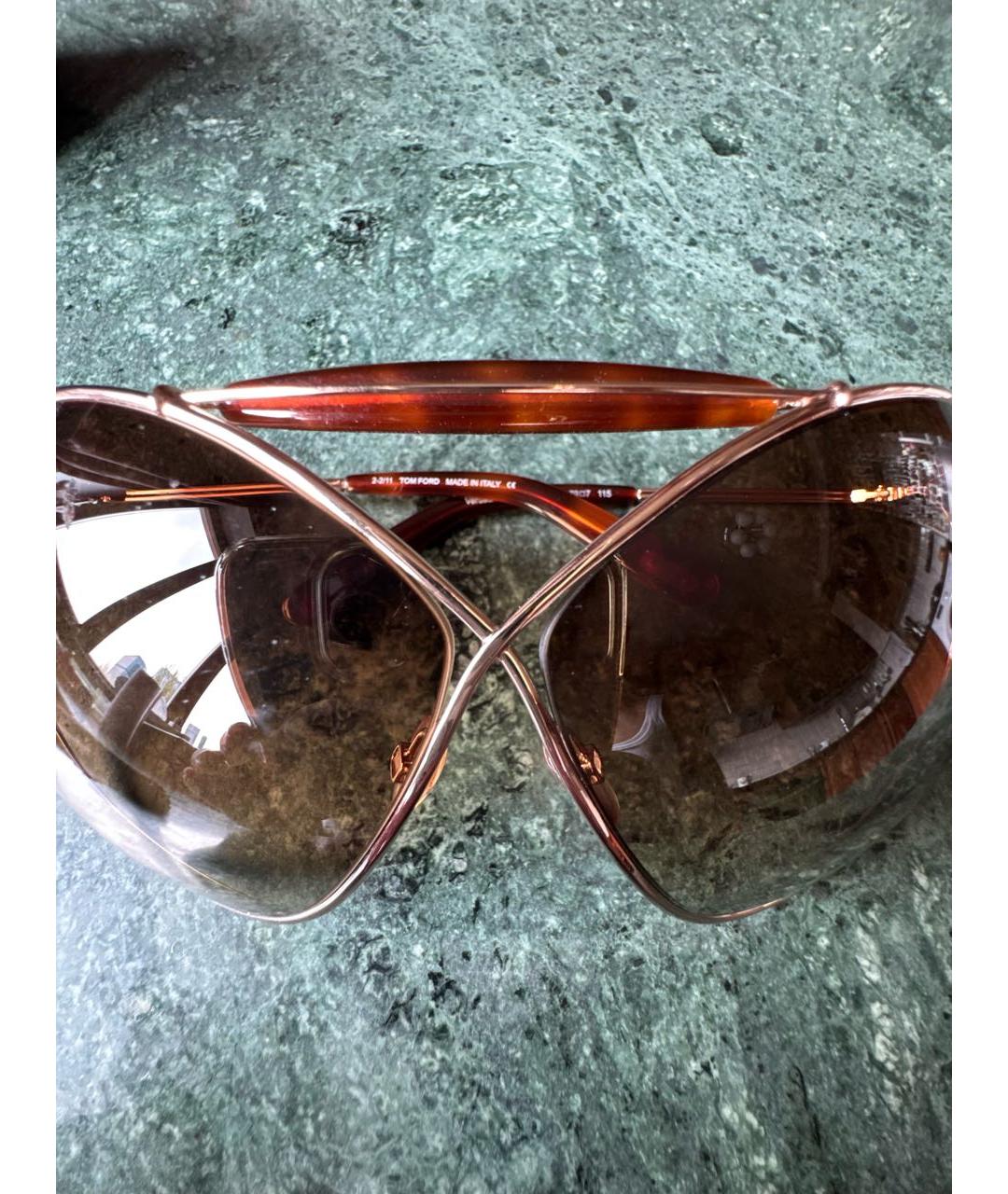 TOM FORD Золотые металлические солнцезащитные очки, фото 8