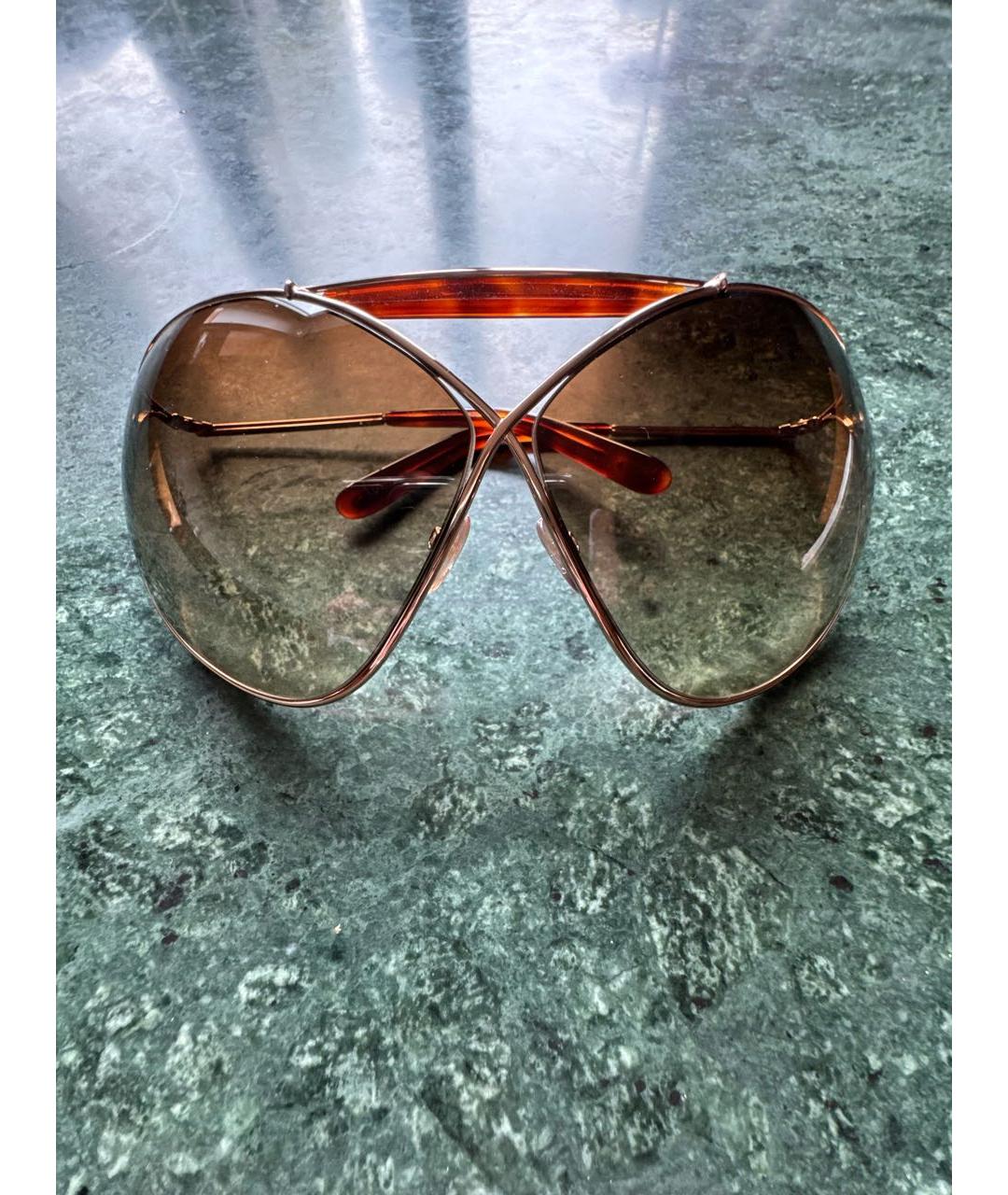 TOM FORD Золотые металлические солнцезащитные очки, фото 9