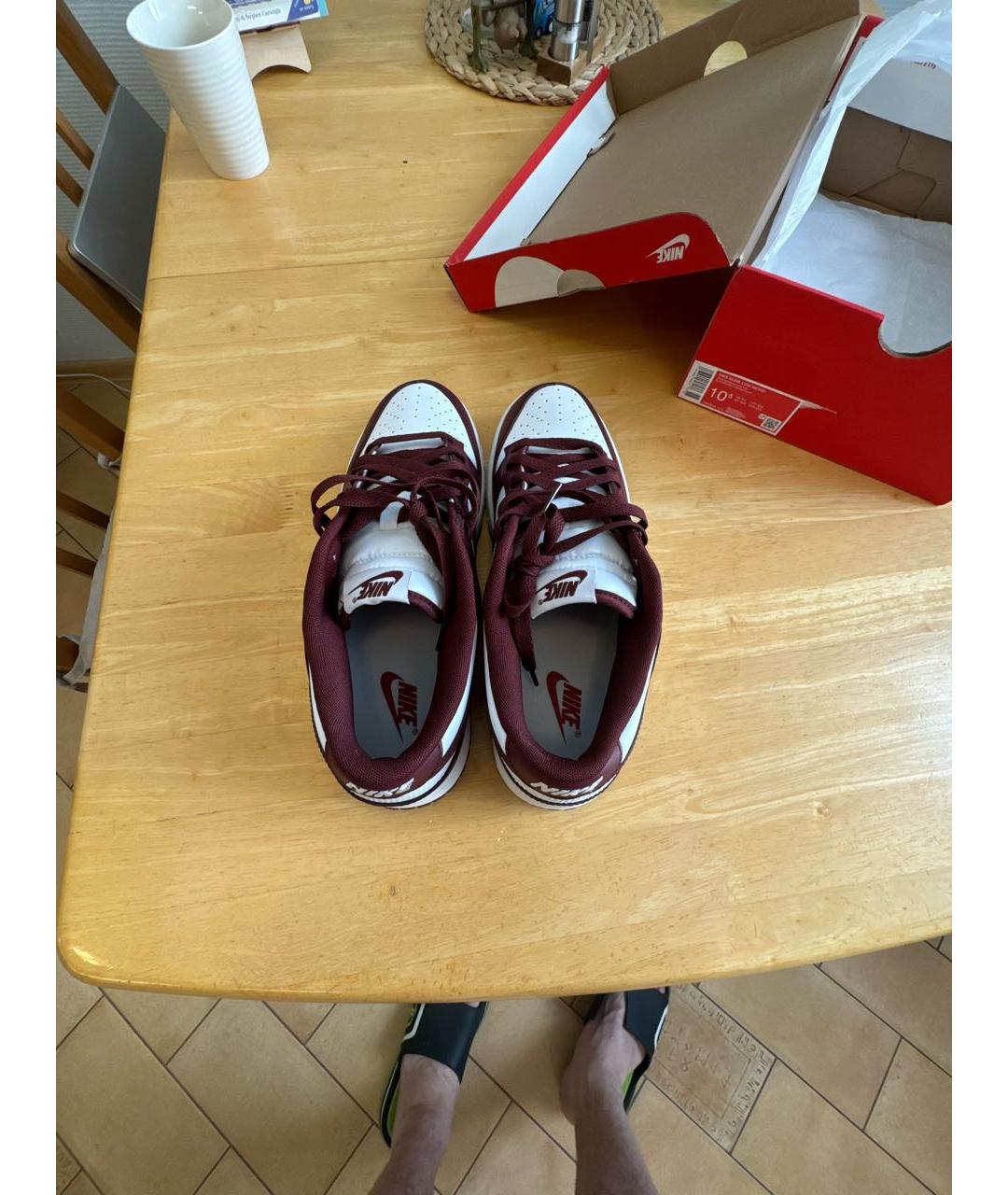NIKE Красные кожаные низкие кроссовки / кеды, фото 3