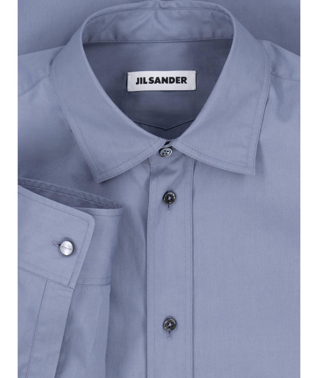 JIL SANDER Синяя хлопковая кэжуал рубашка, фото 3