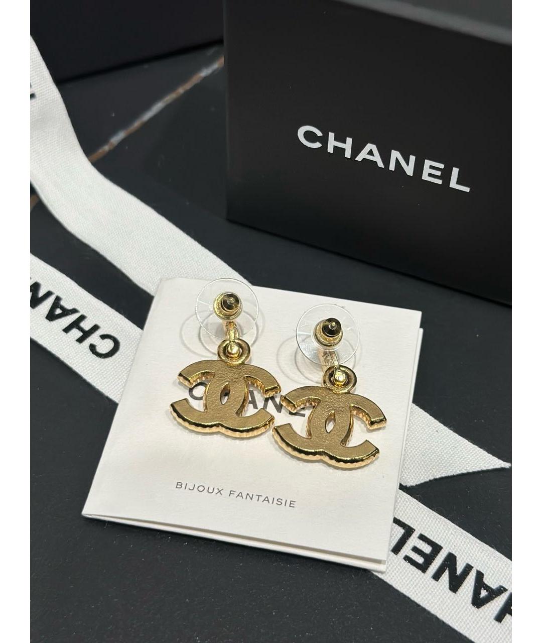 CHANEL Золотые металлические серьги, фото 7