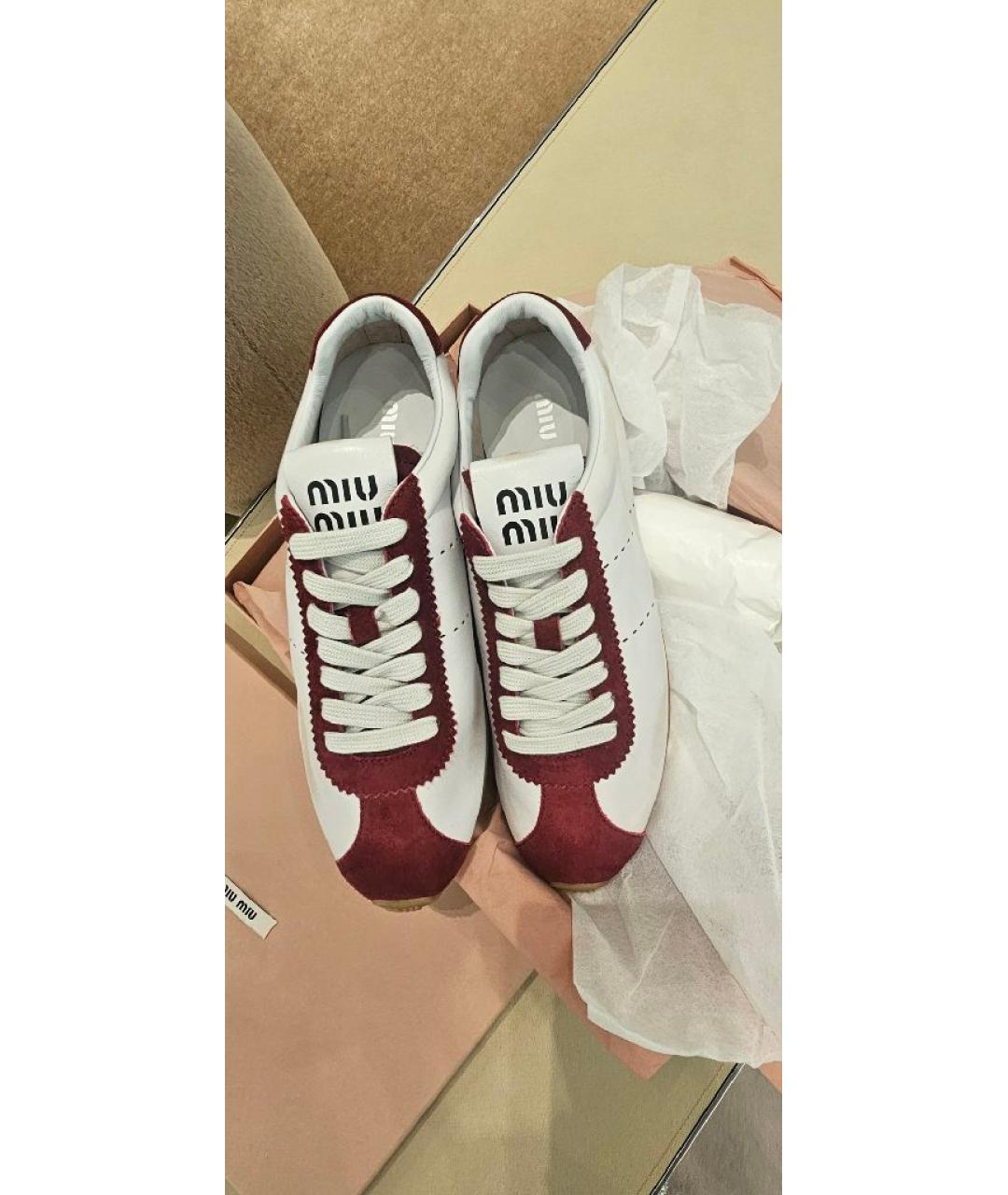 MIU MIU Белые кожаные кеды, фото 3