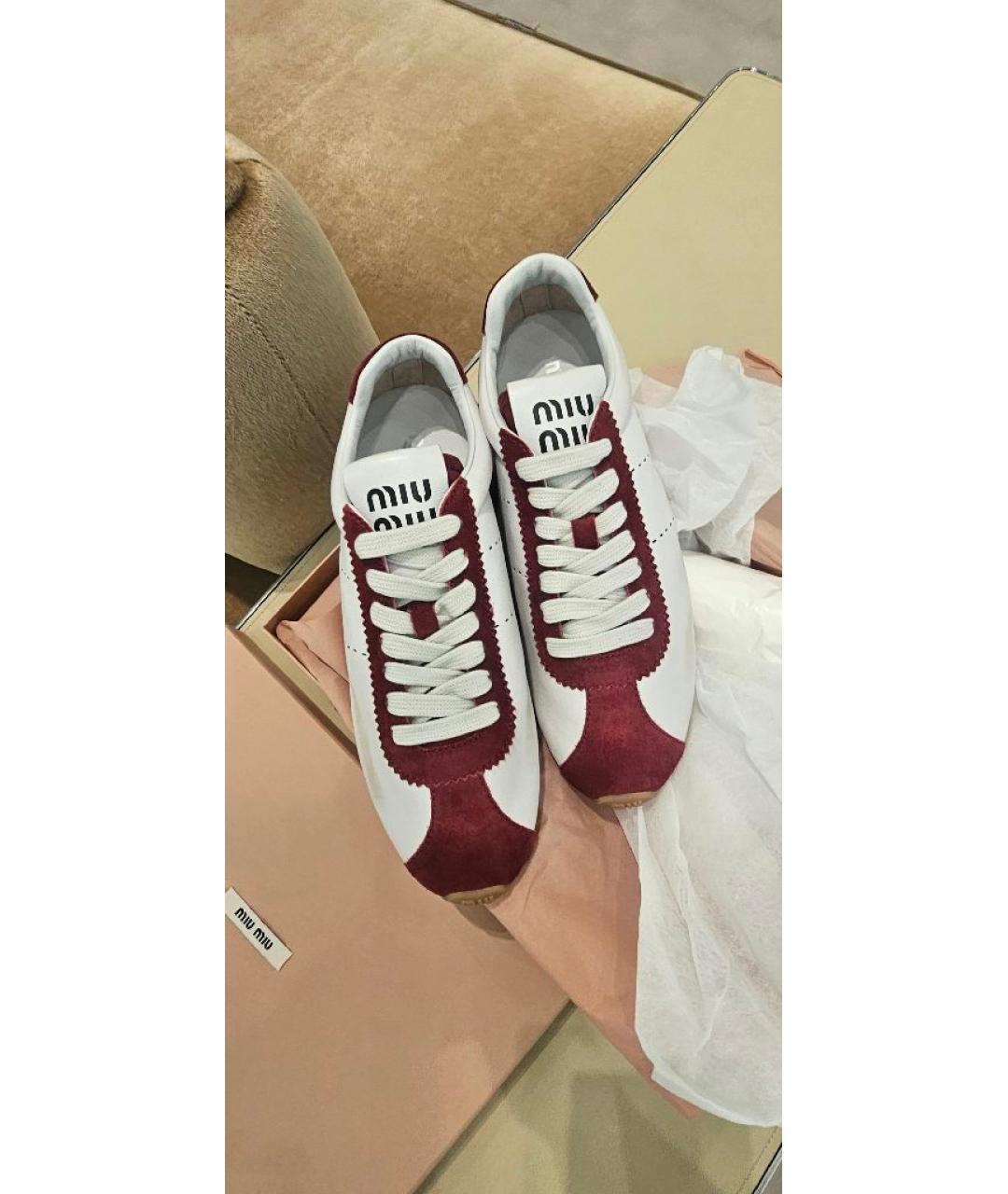 MIU MIU Белые кожаные кеды, фото 9