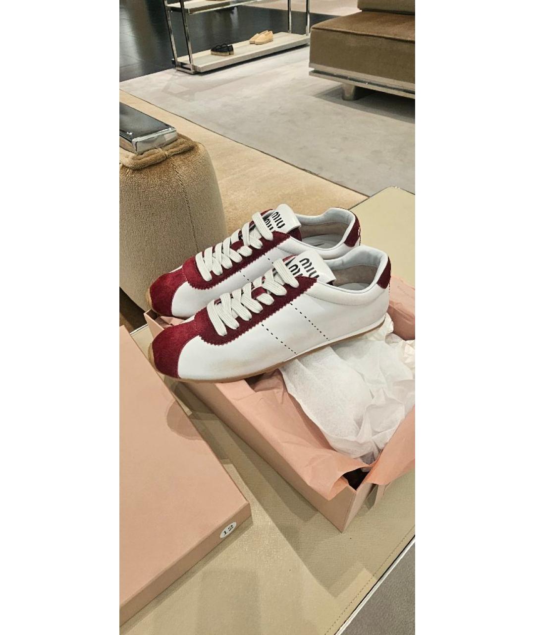 MIU MIU Белые кожаные кеды, фото 10