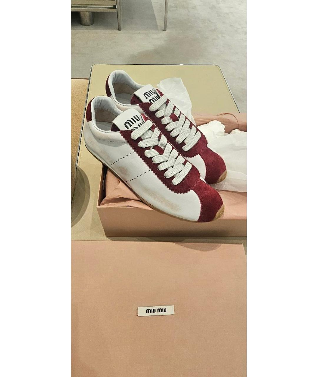 MIU MIU Белые кожаные кеды, фото 2