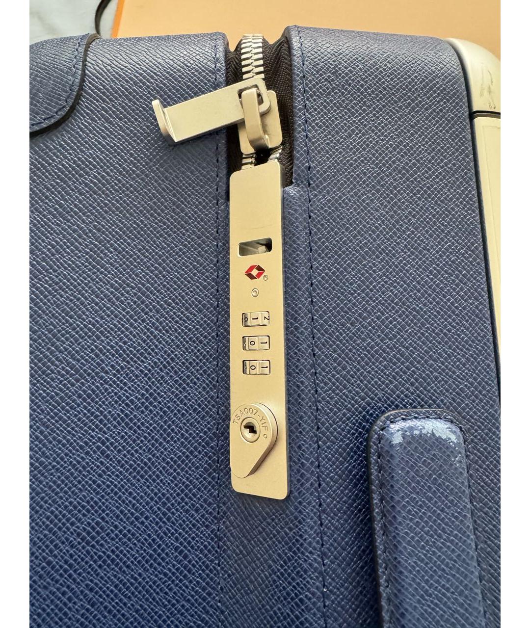 LOUIS VUITTON Синий кожаный чемодан, фото 4
