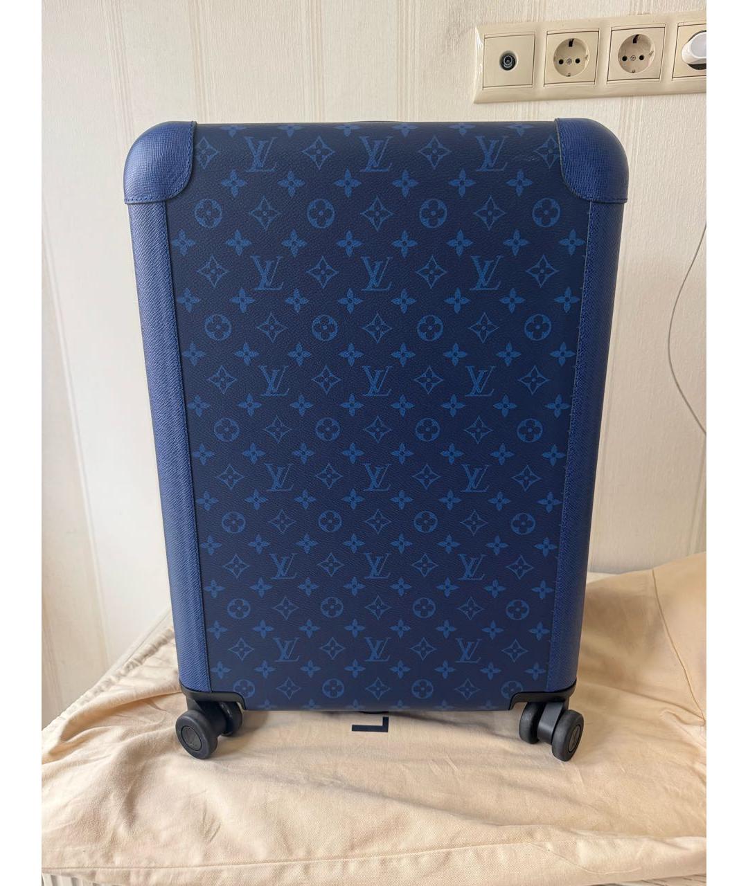 LOUIS VUITTON Синий кожаный чемодан, фото 9