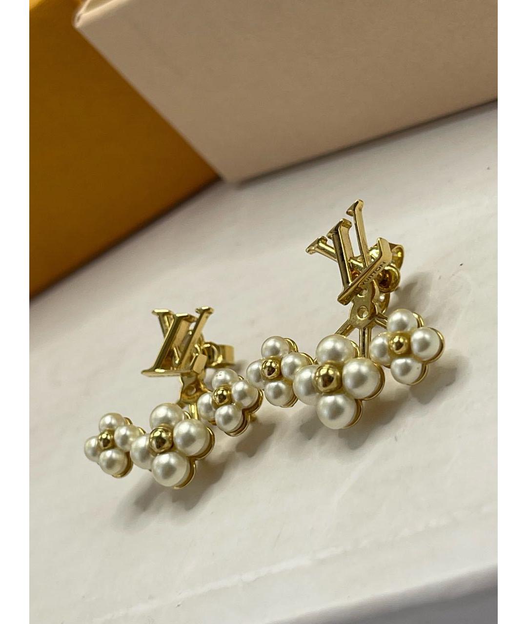 LOUIS VUITTON Золотые металлические серьги, фото 6