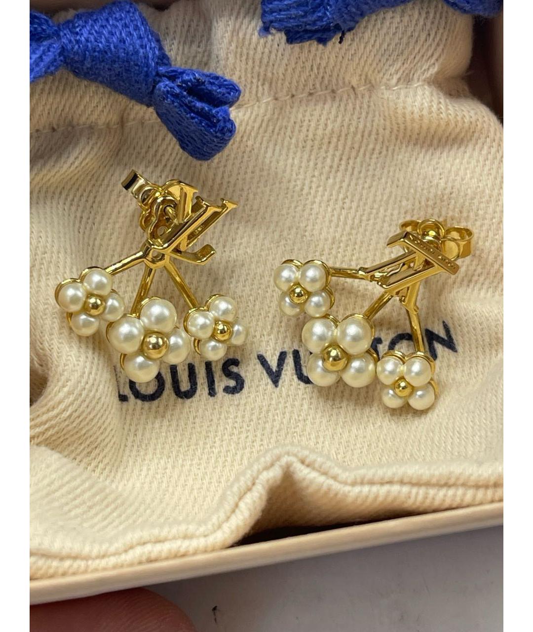 LOUIS VUITTON Золотые металлические серьги, фото 4