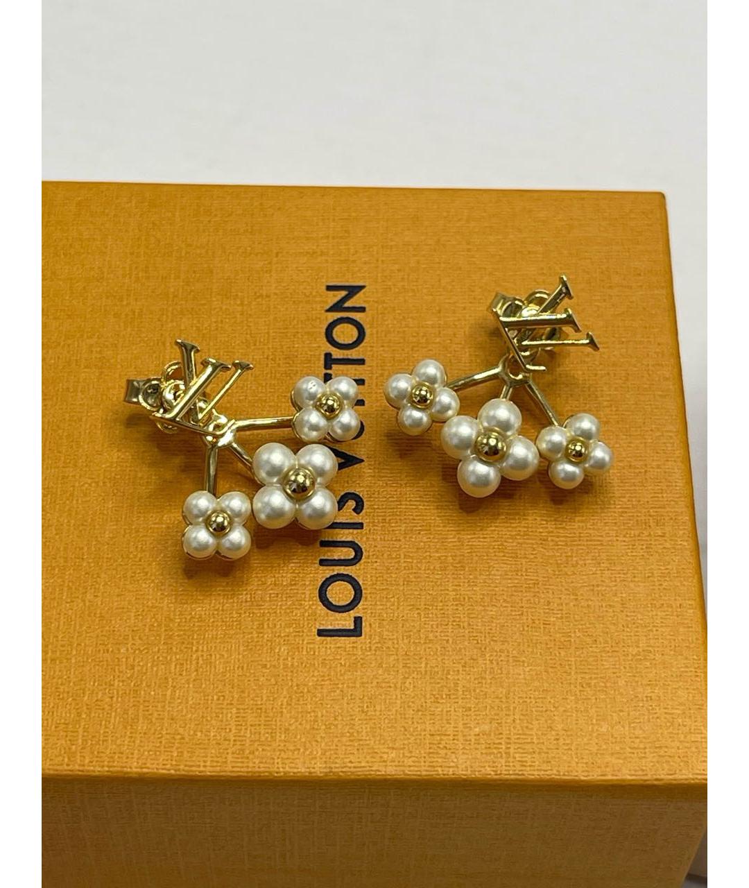 LOUIS VUITTON Золотые металлические серьги, фото 7