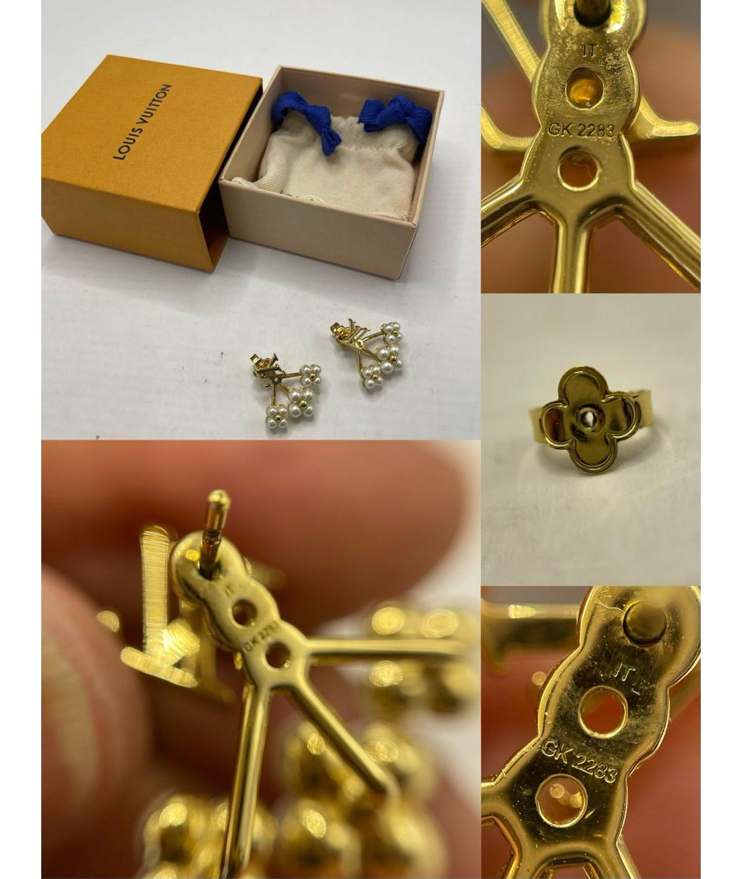 LOUIS VUITTON Золотые металлические серьги, фото 8