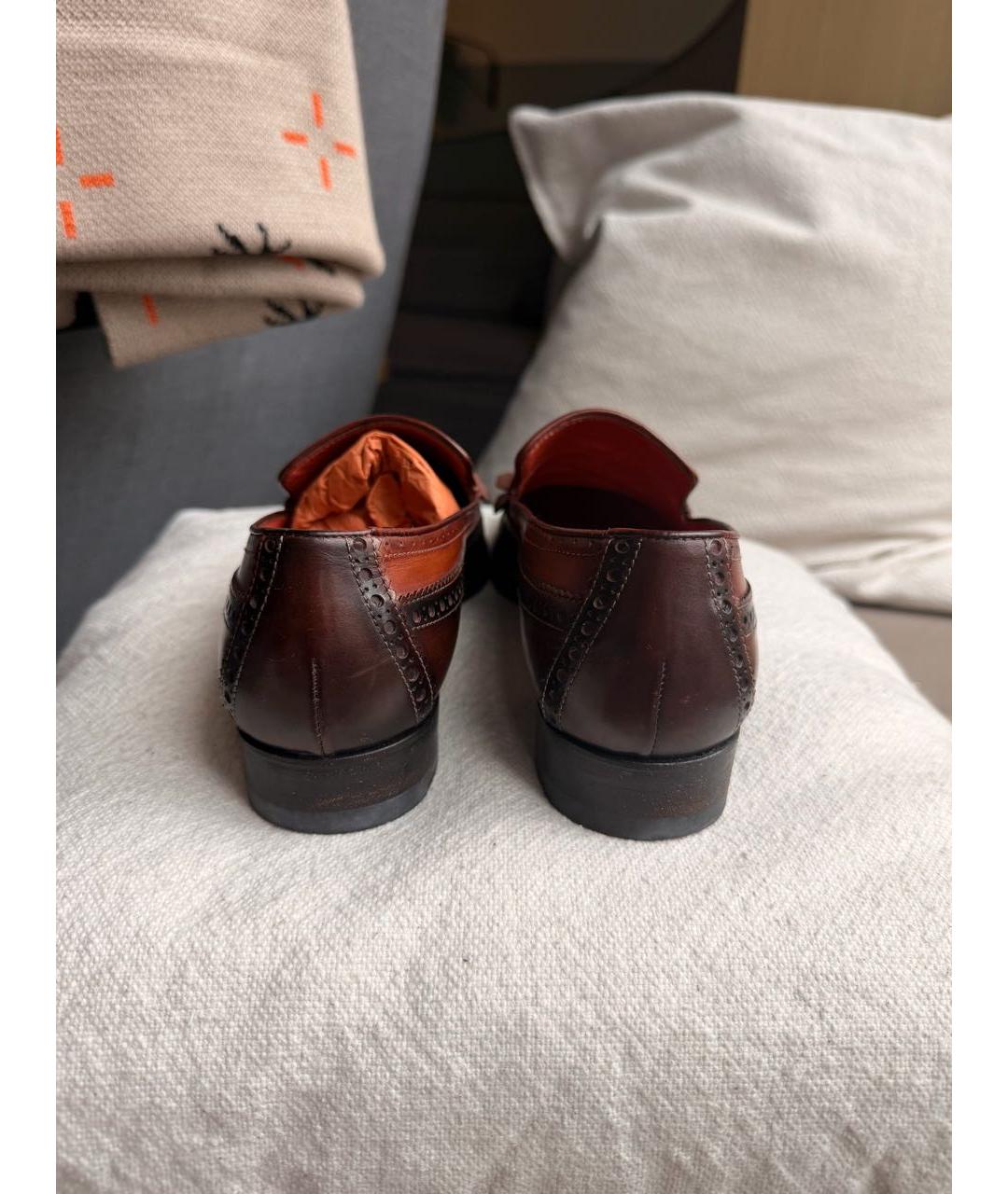 SANTONI Коричневые кожаные лоферы, фото 3