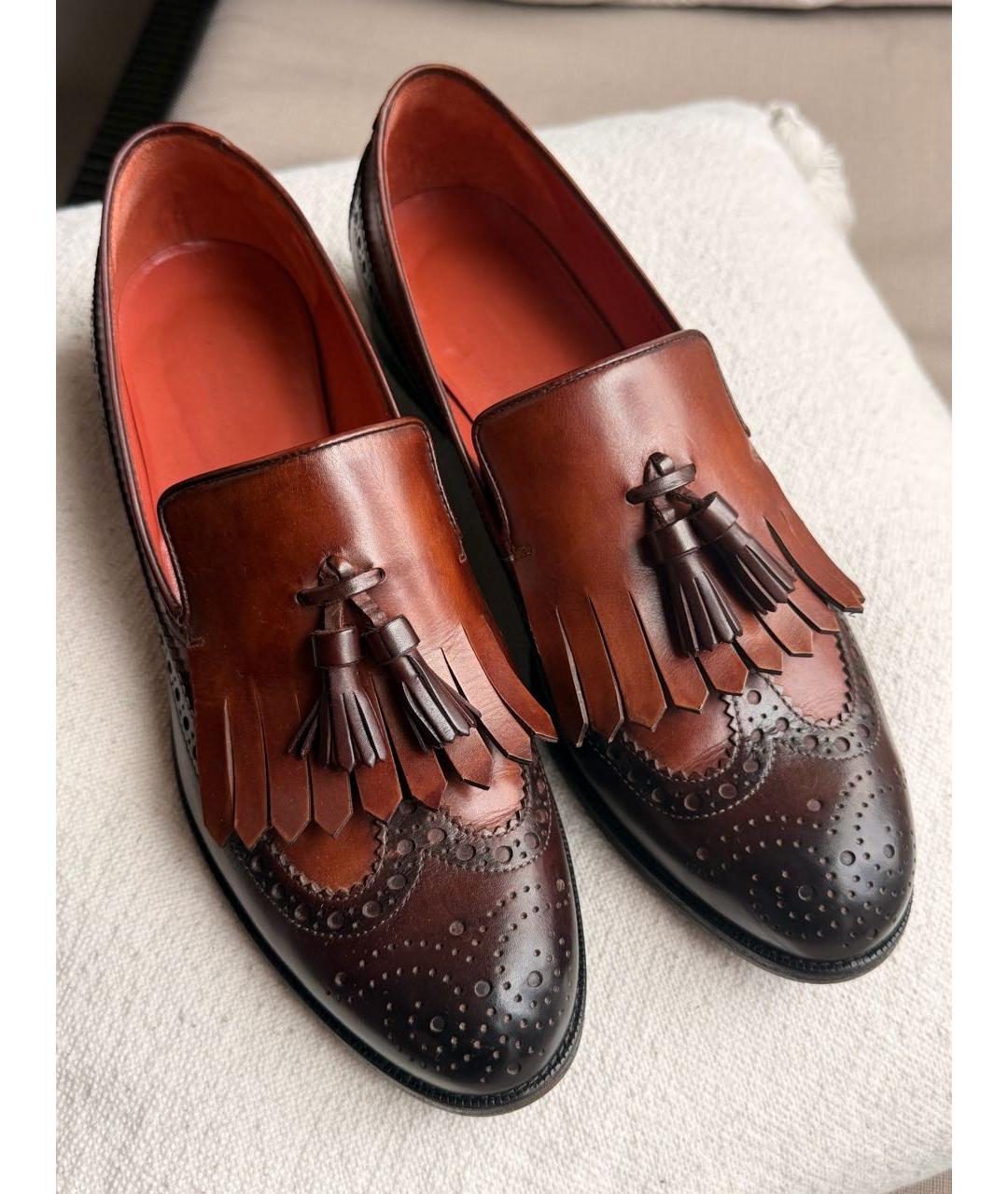 SANTONI Коричневые кожаные лоферы, фото 2