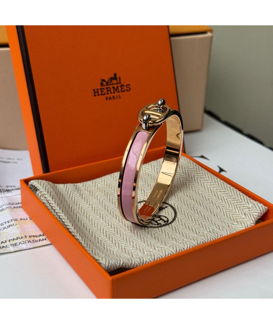 HERMES Розовый металлический браслет, фото 2