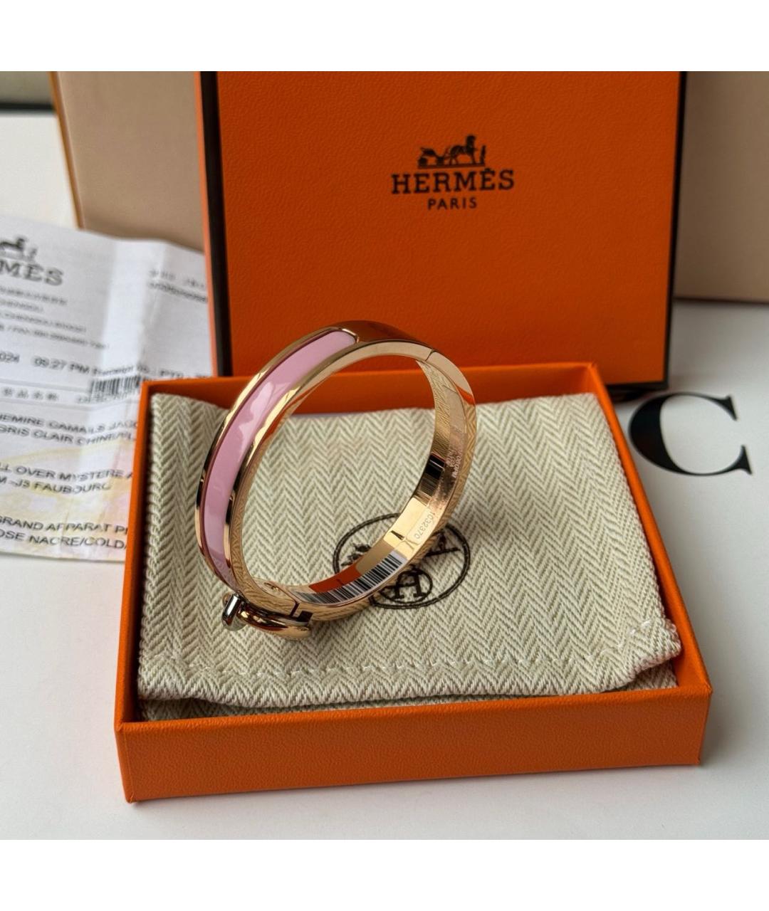 HERMES Розовый металлический браслет, фото 3