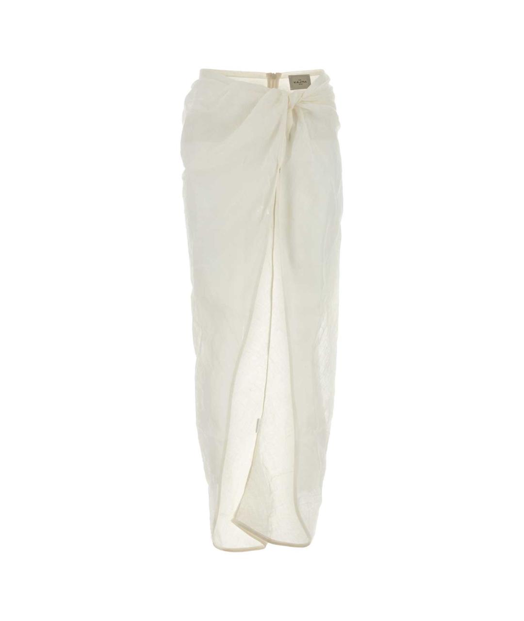 LE KASHA Белая льняная юбка миди, фото 1