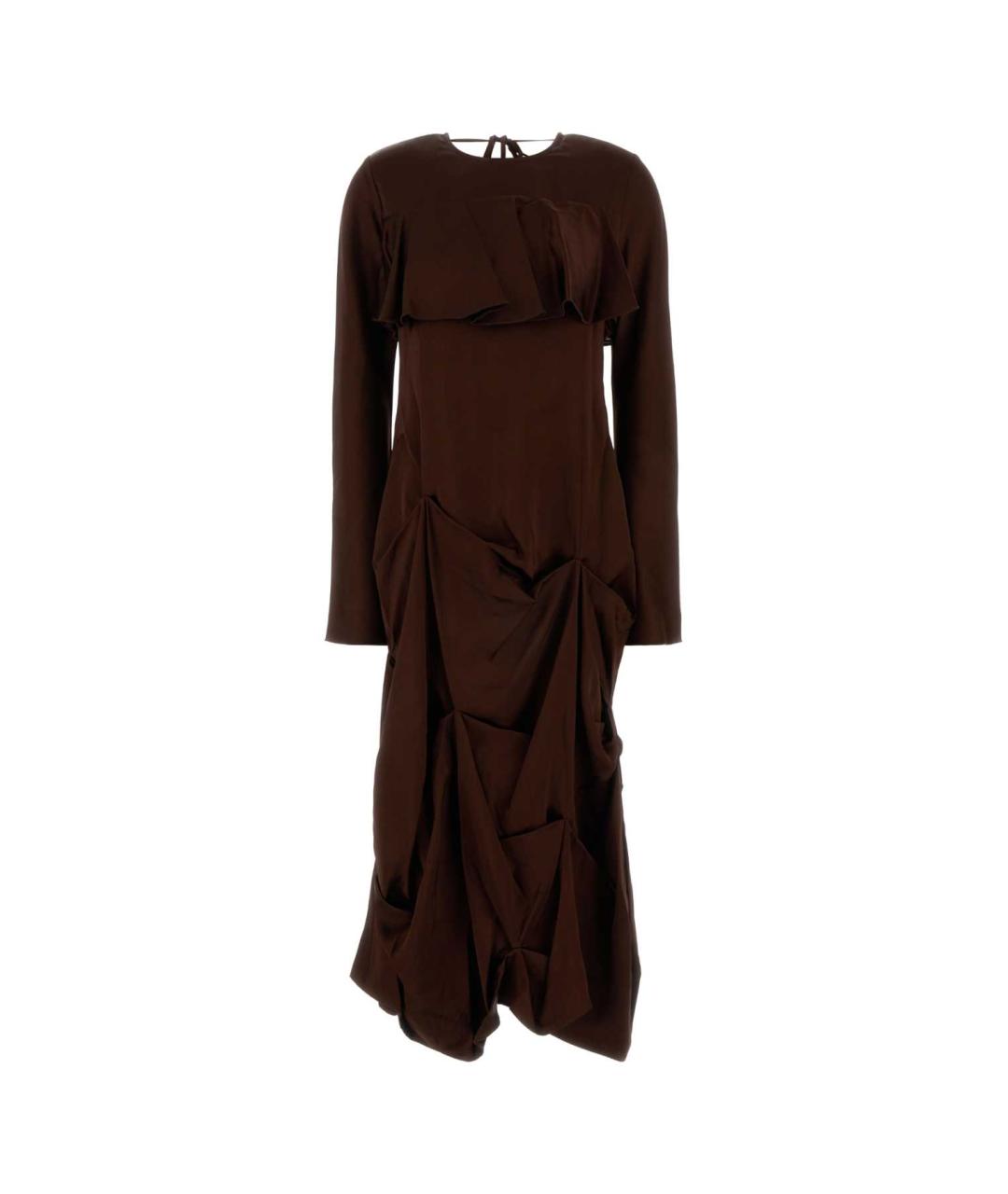 GANNI Коричневое вискозное платье, фото 1
