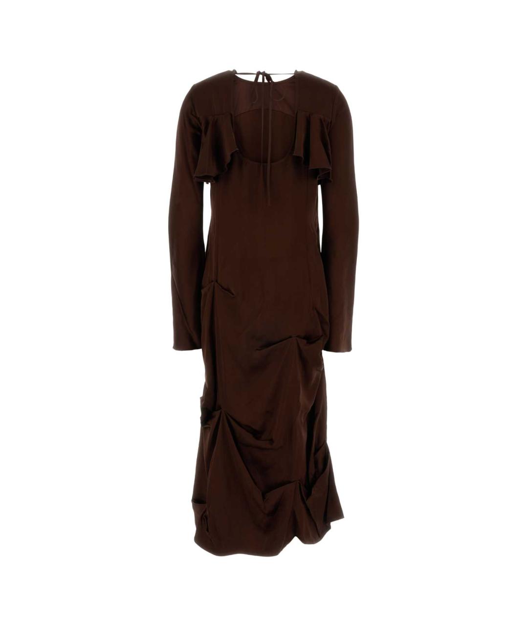 GANNI Коричневое вискозное платье, фото 2
