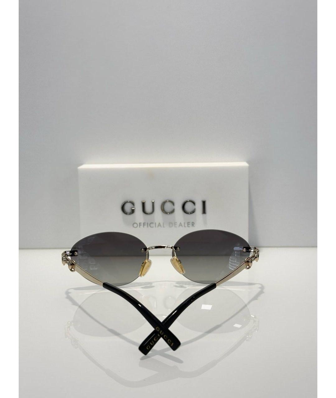 GUCCI Антрацитовые металлические солнцезащитные очки, фото 3