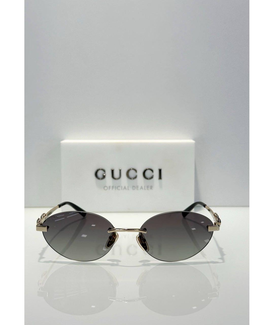 GUCCI Антрацитовые металлические солнцезащитные очки, фото 5