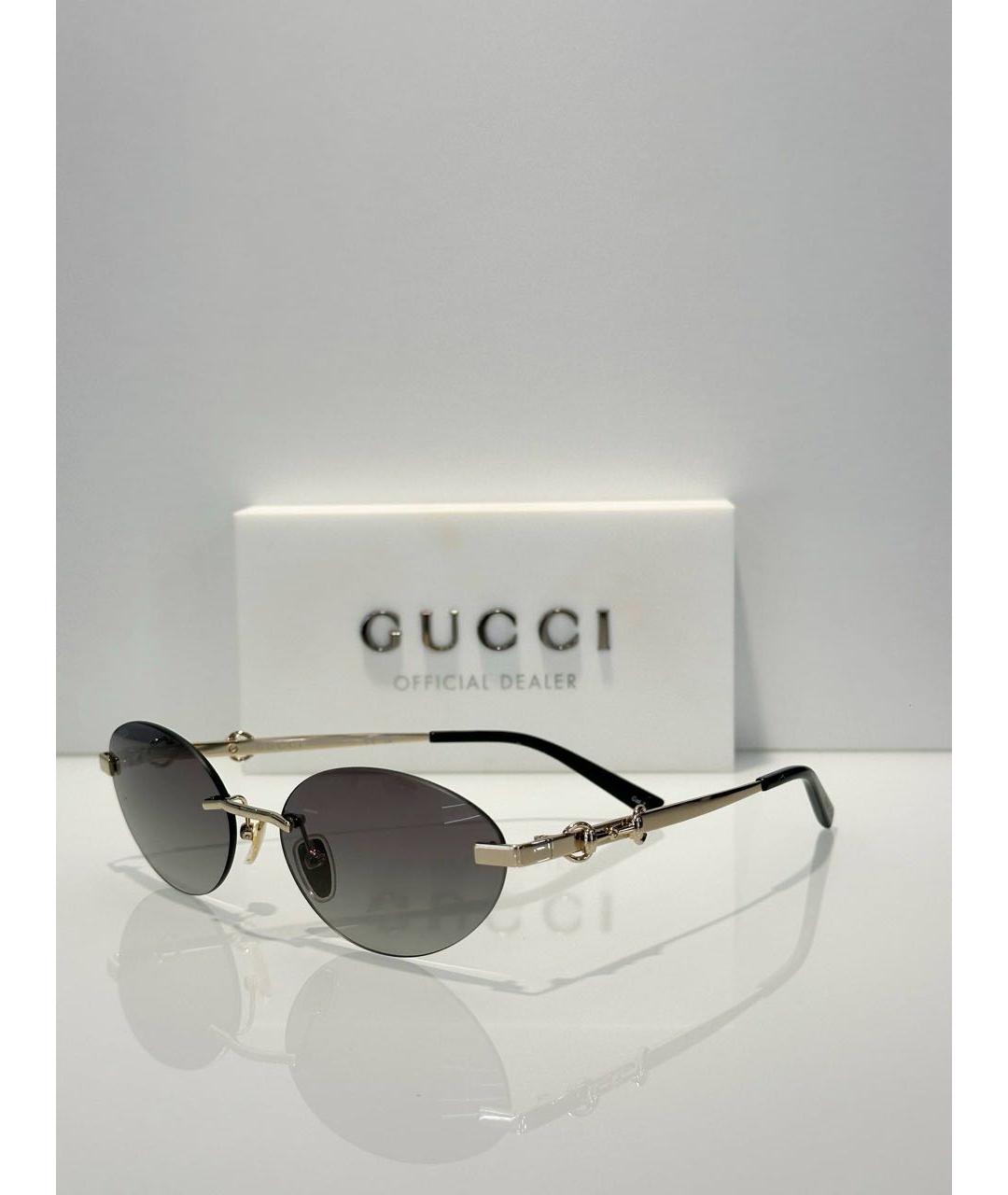 GUCCI Антрацитовые металлические солнцезащитные очки, фото 2