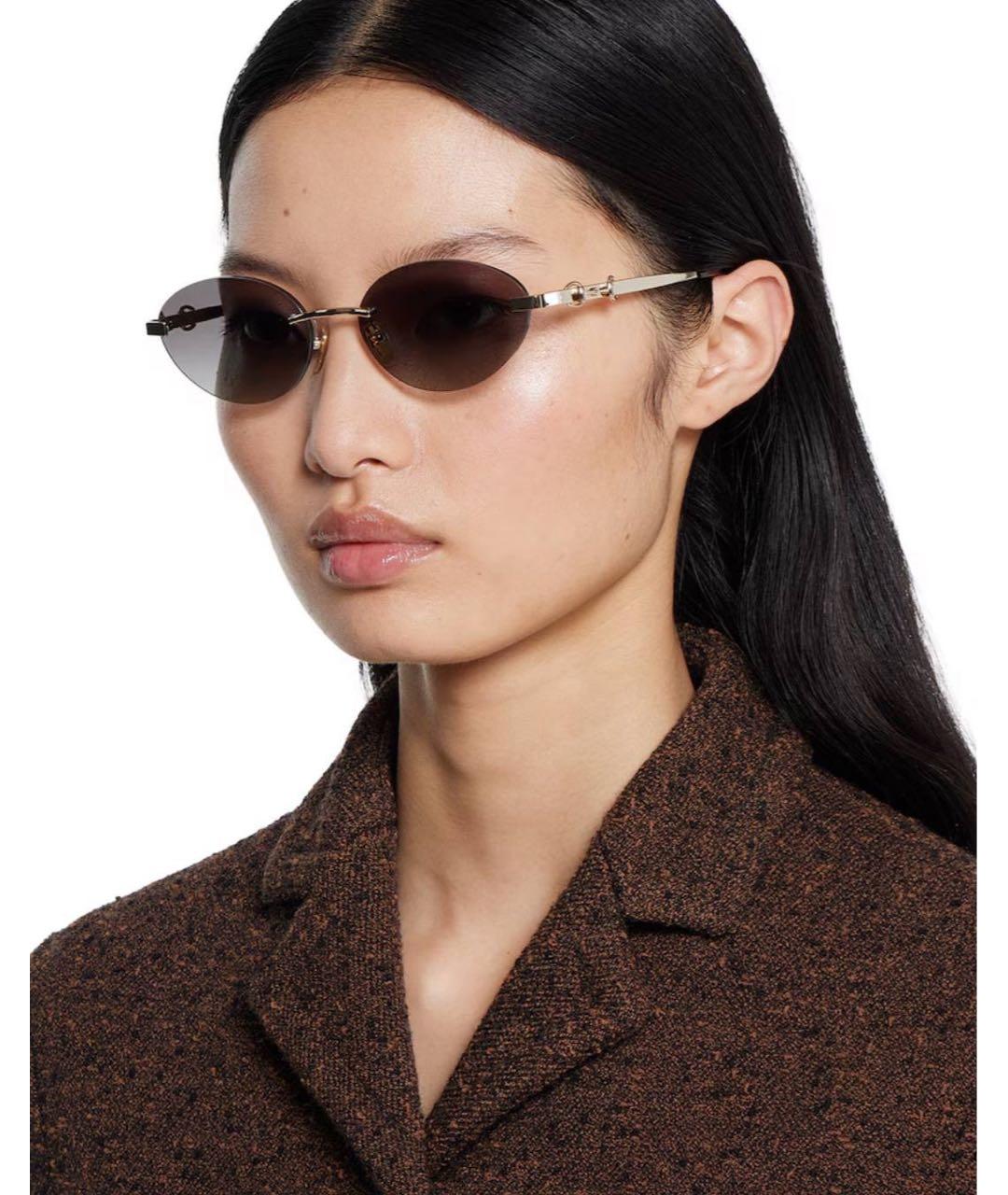 GUCCI Антрацитовые металлические солнцезащитные очки, фото 4