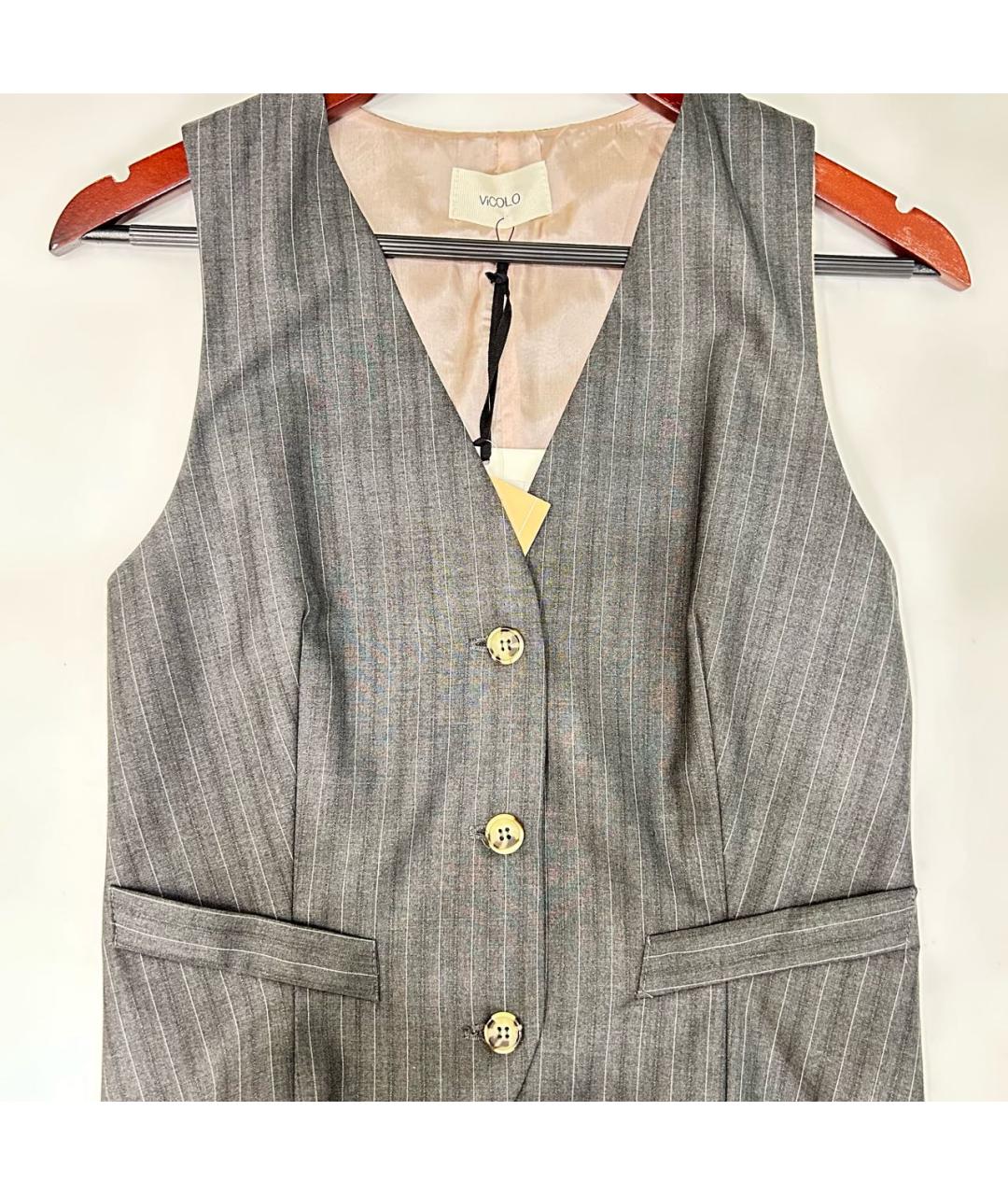 VICOLO Серый вискозный костюм с брюками, фото 9