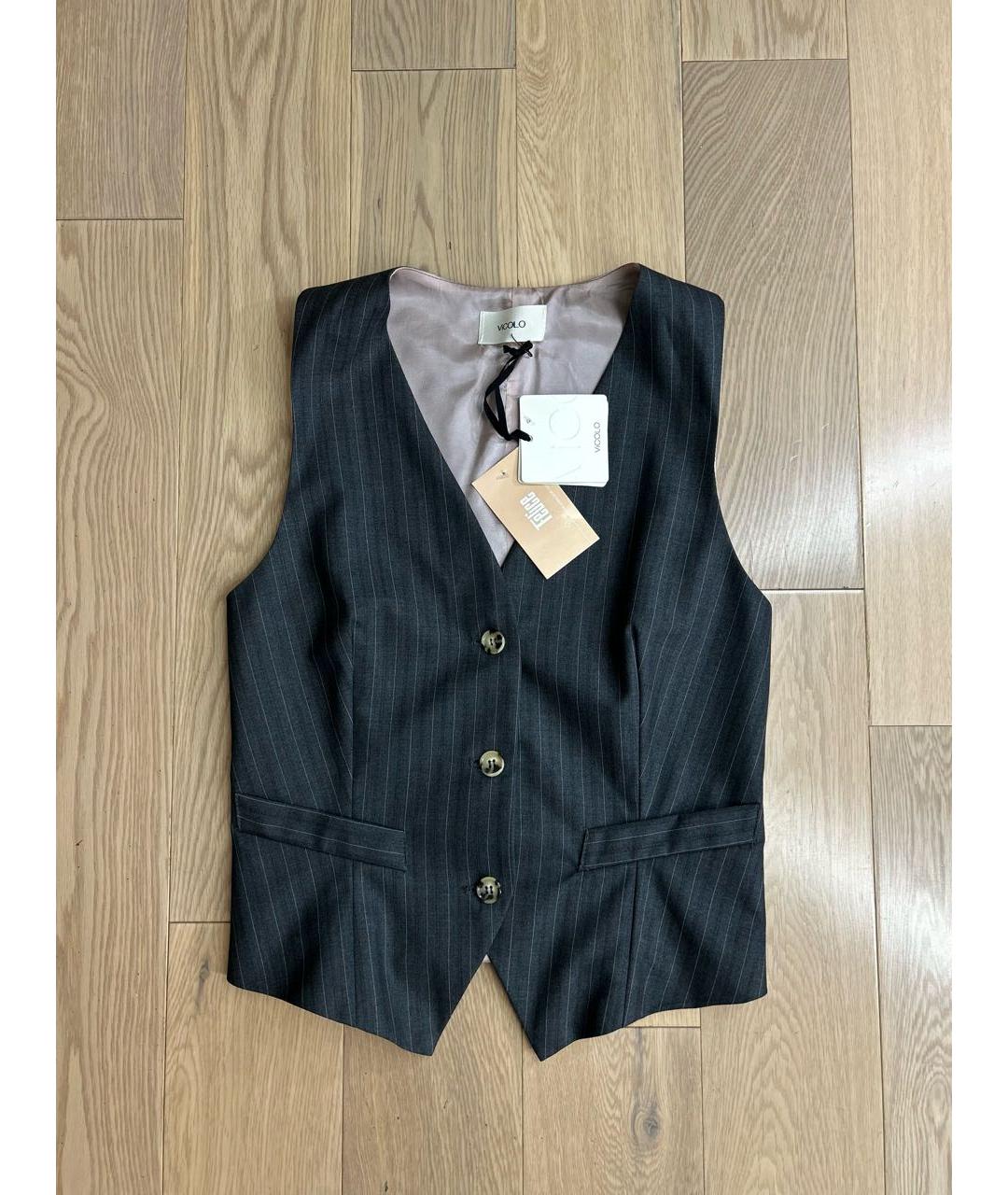 VICOLO Серый вискозный костюм с брюками, фото 5