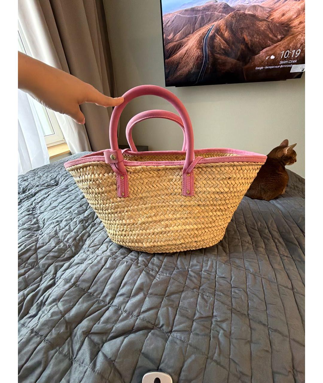 JACQUEMUS Розовая замшевая пляжная сумка, фото 3