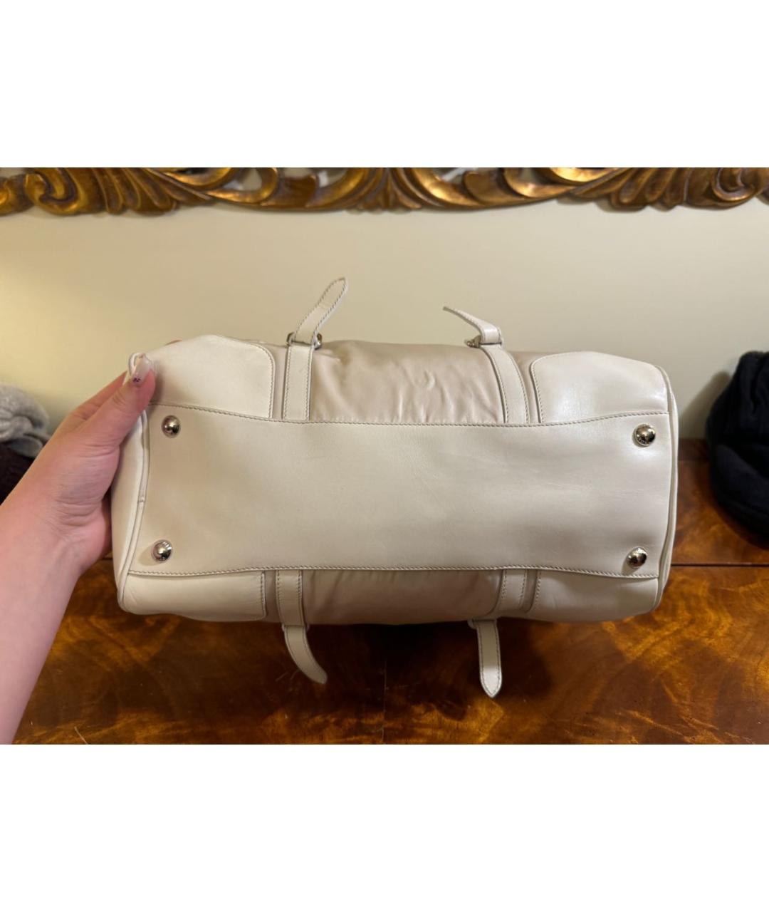 PRADA Бежевая кожаная сумка тоут, фото 6