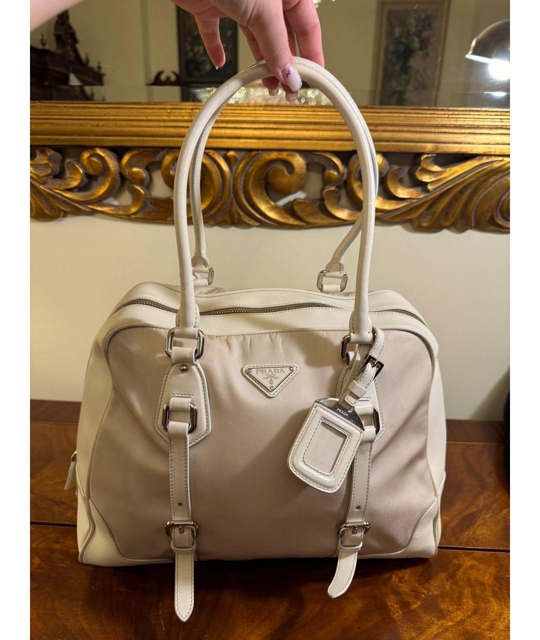 PRADA Бежевая кожаная сумка тоут, фото 7