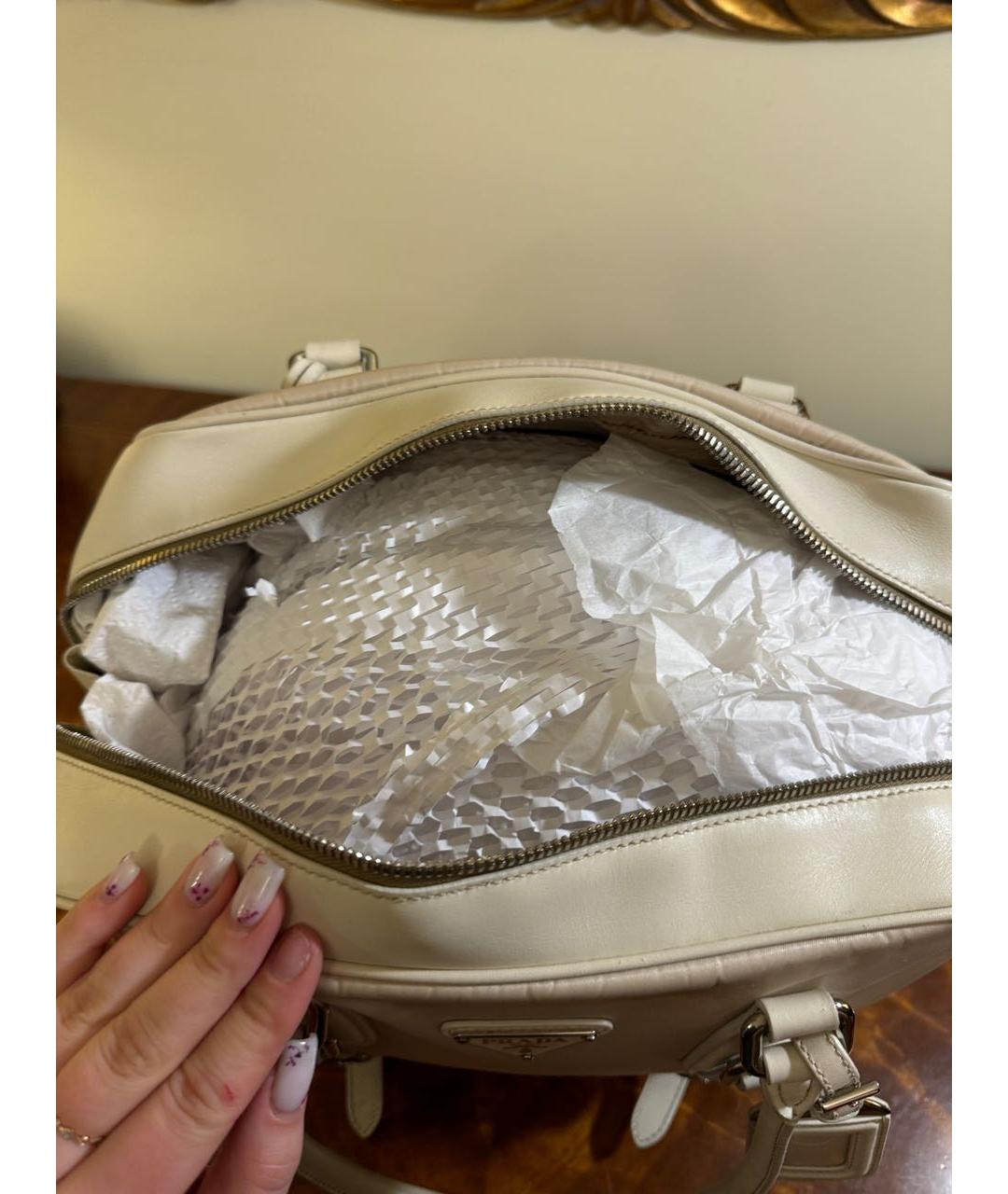 PRADA Бежевая кожаная сумка тоут, фото 5