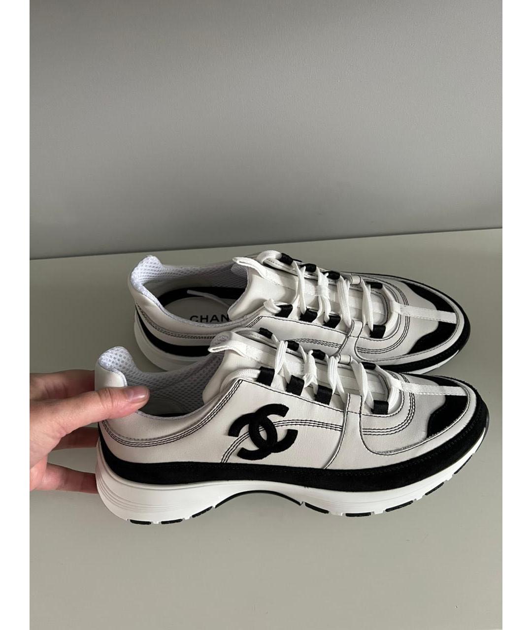 CHANEL Белые кожаные кроссовки, фото 5