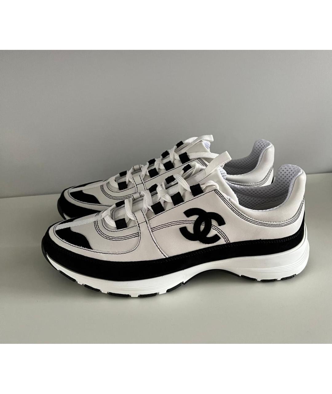 CHANEL Белые кожаные кроссовки, фото 8
