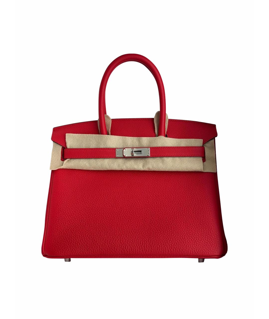 HERMES Красная кожаная сумка с короткими ручками, фото 5