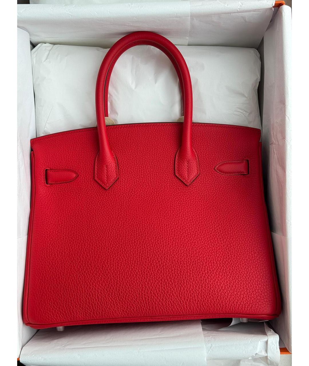 HERMES Красная кожаная сумка с короткими ручками, фото 3