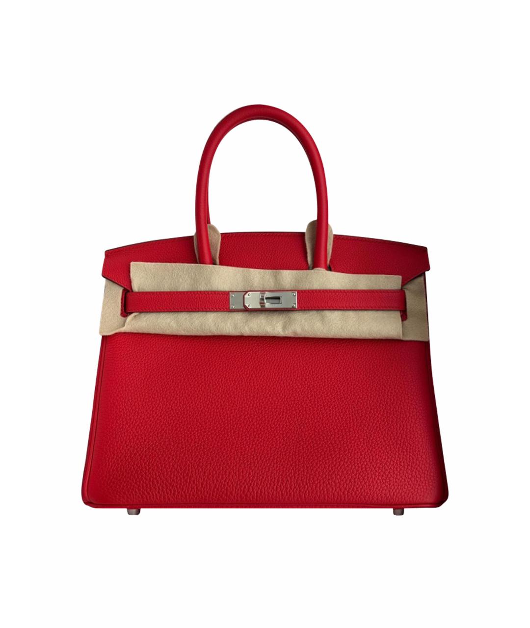 HERMES Красная кожаная сумка с короткими ручками, фото 1
