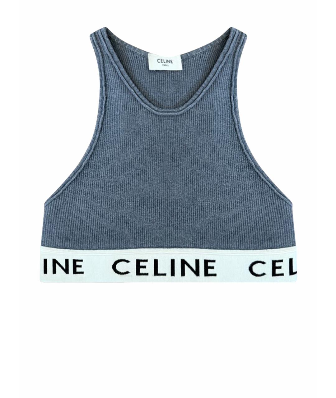 CELINE Серая хлопко-эластановая майка, фото 1