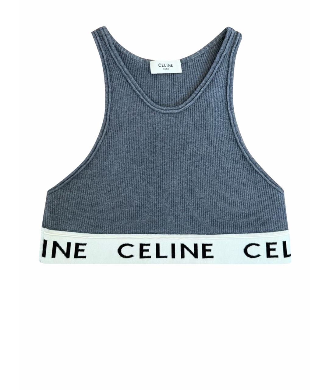 CELINE Серая хлопко-эластановая майка, фото 5