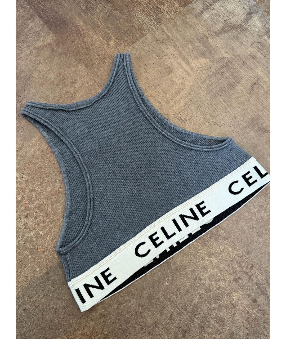 CELINE Серая хлопко-эластановая майка, фото 2
