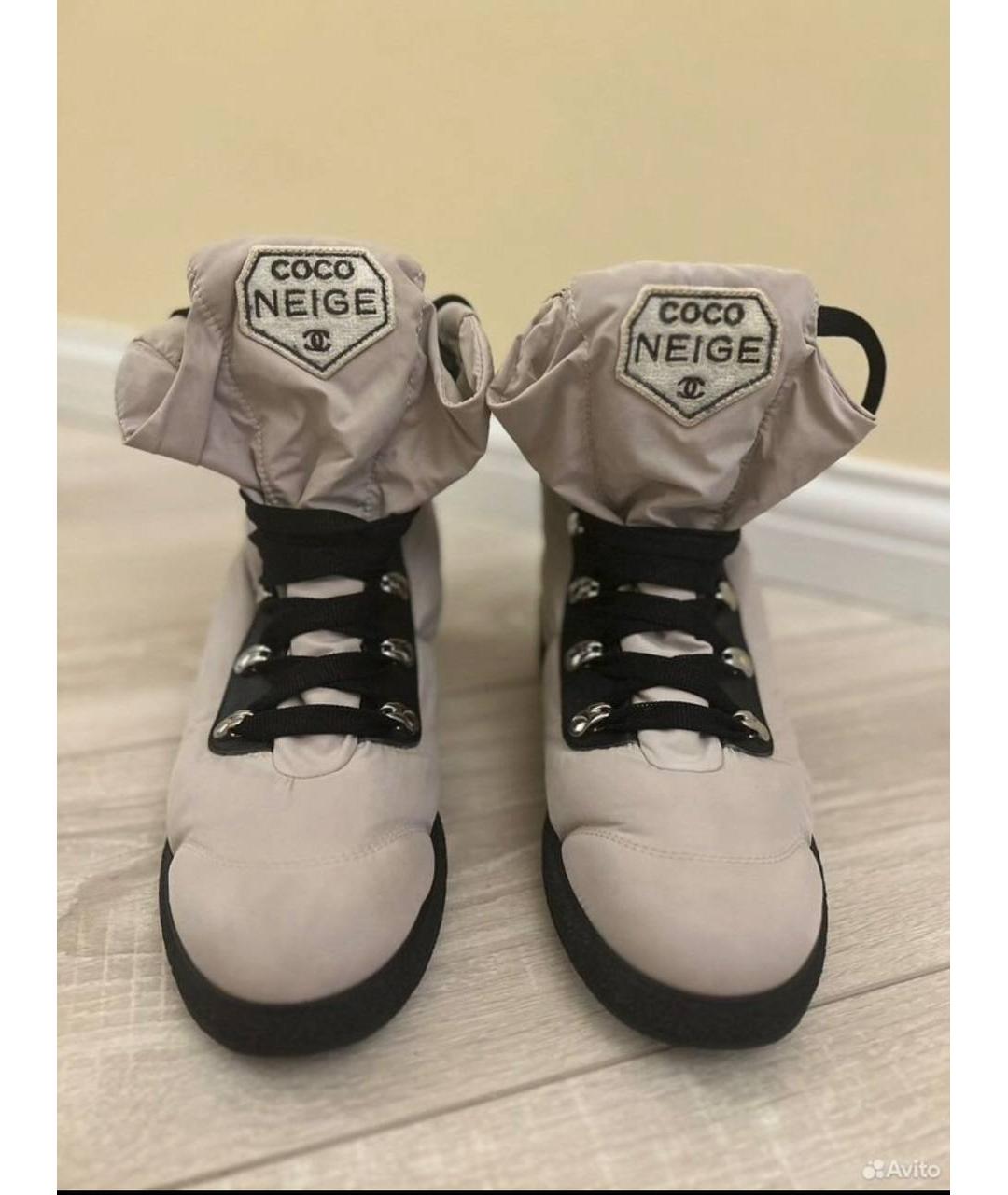 CHANEL Бежевые текстильные ботинки, фото 2