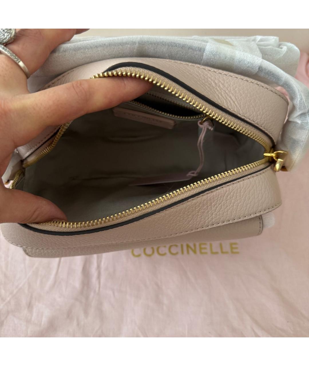 COCCINELLE Бежевая кожаная сумка через плечо, фото 4