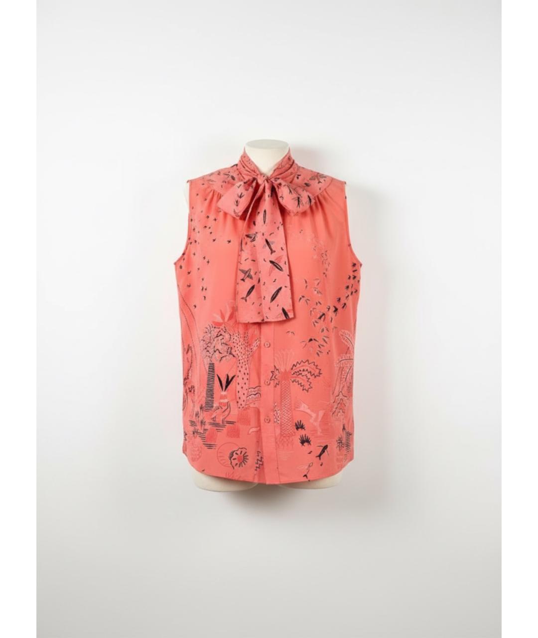 VALENTINO Коралловая шелковая блузы, фото 4