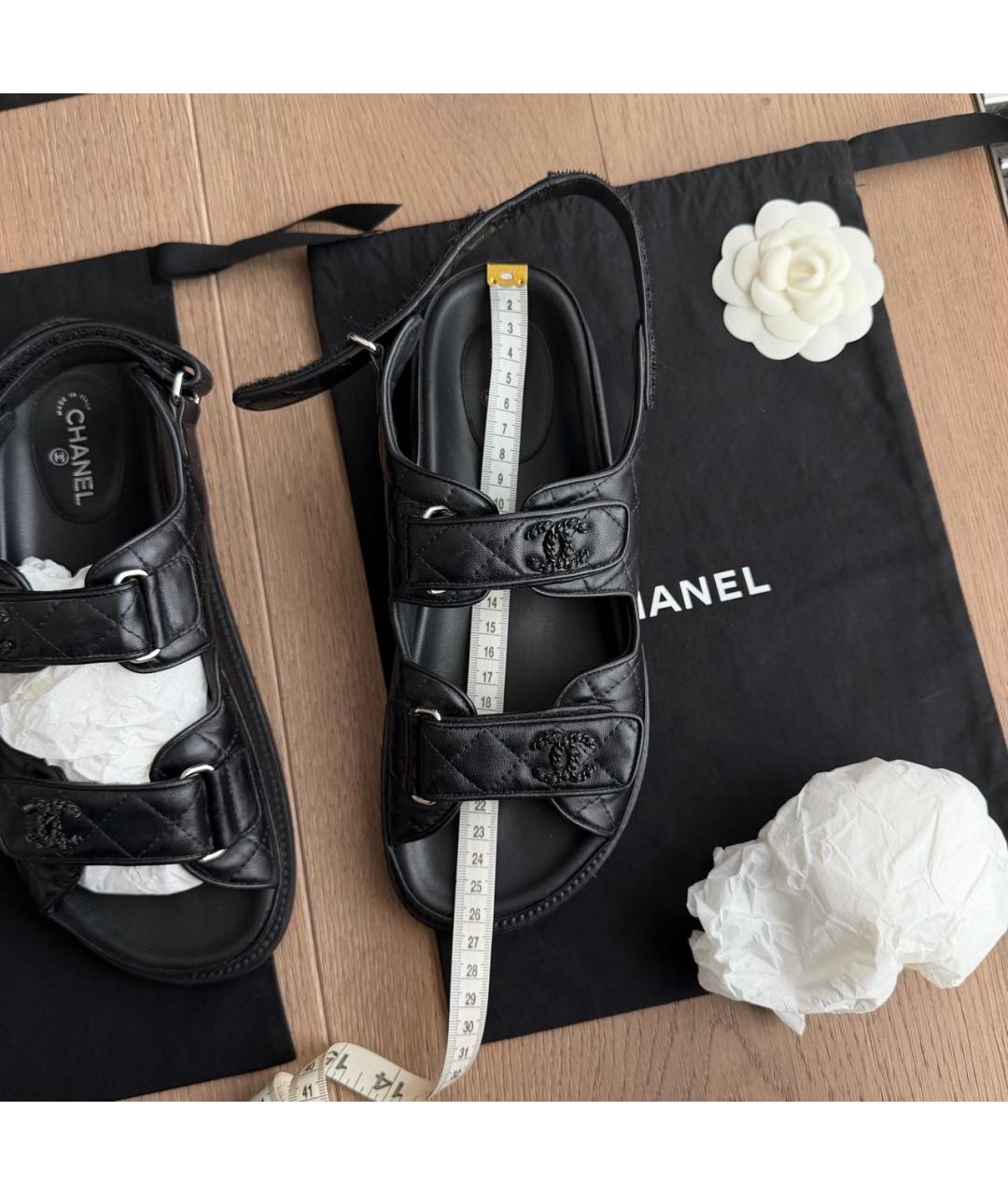 CHANEL Черные кожаные сандалии, фото 8