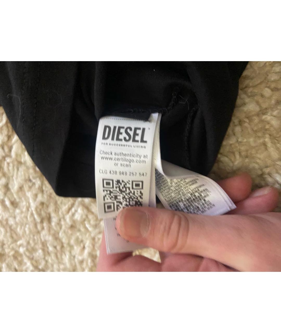 DIESEL Черная хлопковая футболка, фото 5