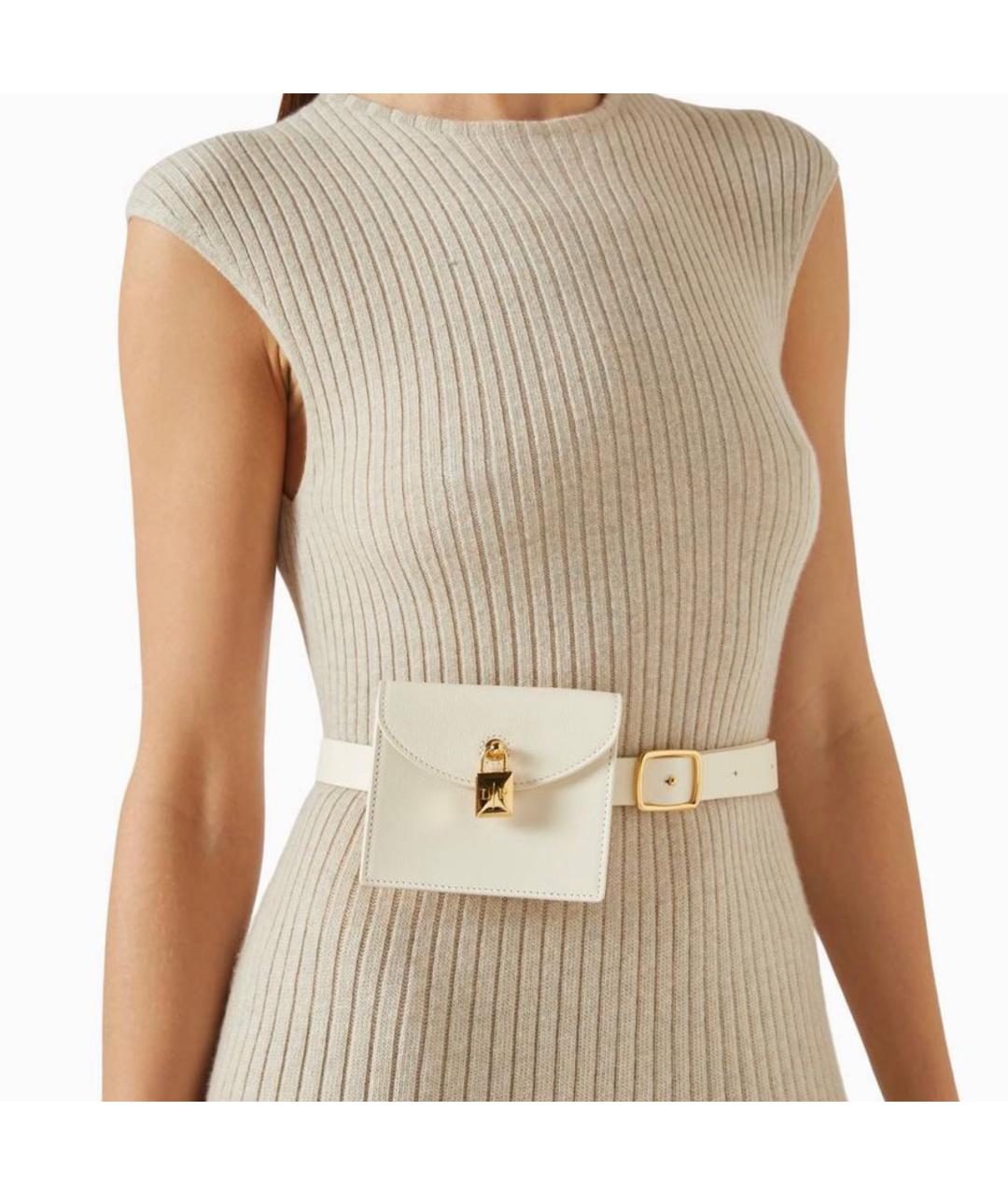 LORO PIANA Белая кожаная поясная сумка, фото 5